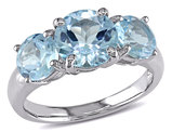 4.35 Carat (ctw) Blue Topaz Three Stone Ring in Sterling Silver
